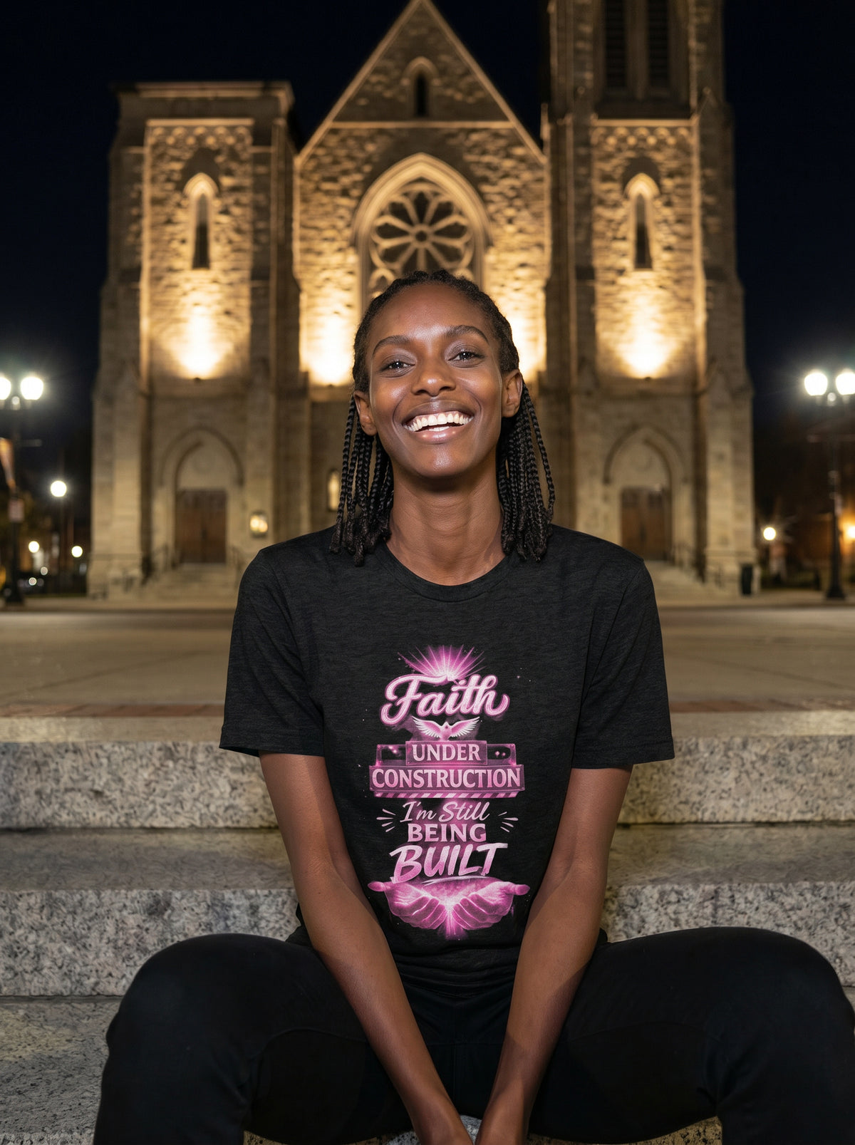 Pink Under Construction Faith short sleeve t-shirt